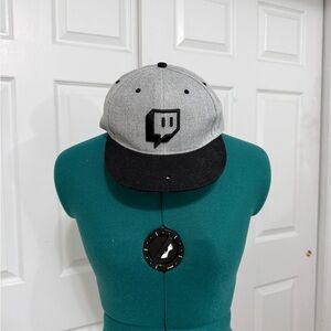Gray and Black Twitch Logo Snapback Hat
